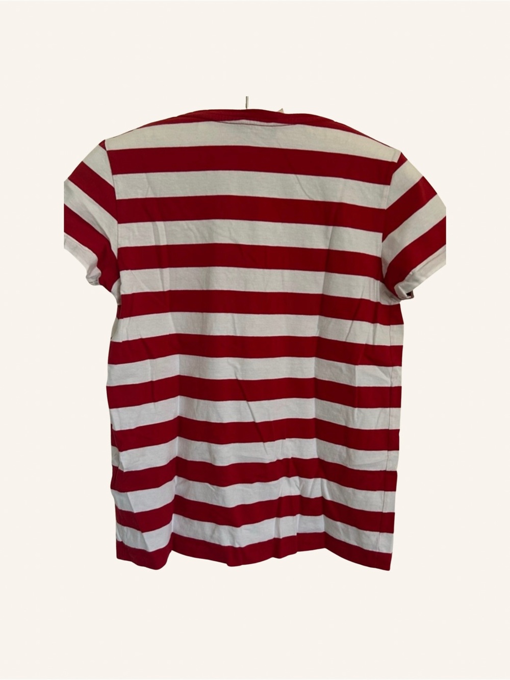 Ralph Lauren V-Neck Red & White Striped Short Sleeve Tee Size S - Picture 3 of 9